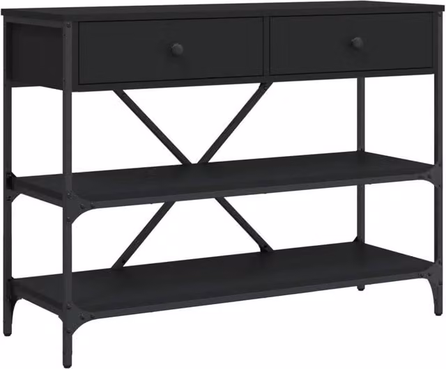 Berkfield Home Black Console Table with Drawers and Shelves