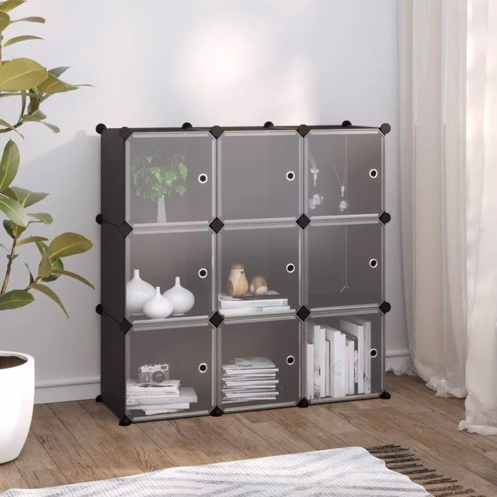 Berkfield Home 9-Cube Storage Organiser with Doors in Black – 2