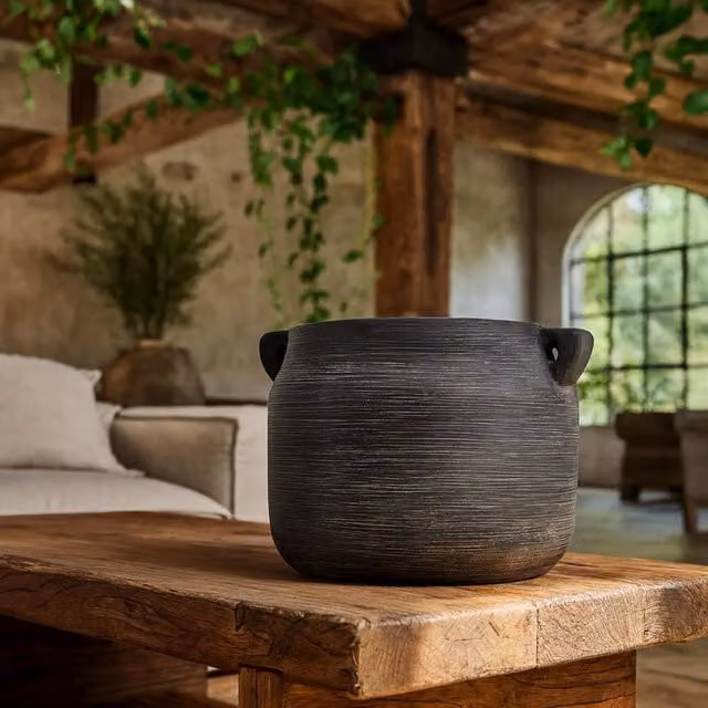 Wyld Haus Sundrift Dark Grey Hydria Stoneware Tabletop Pot, W/D/H: 18 x 15 x 18 cm – 1