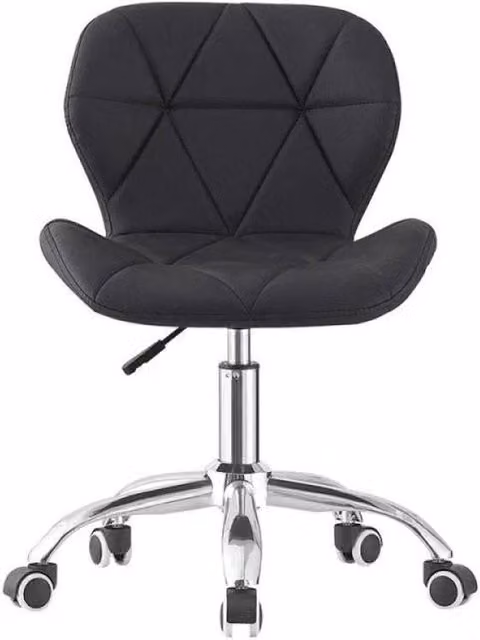 NESTLUNE Black Height Adjustable Dressing Table Stool with Synthetic Leather and 360 Degree Swivel – 1
