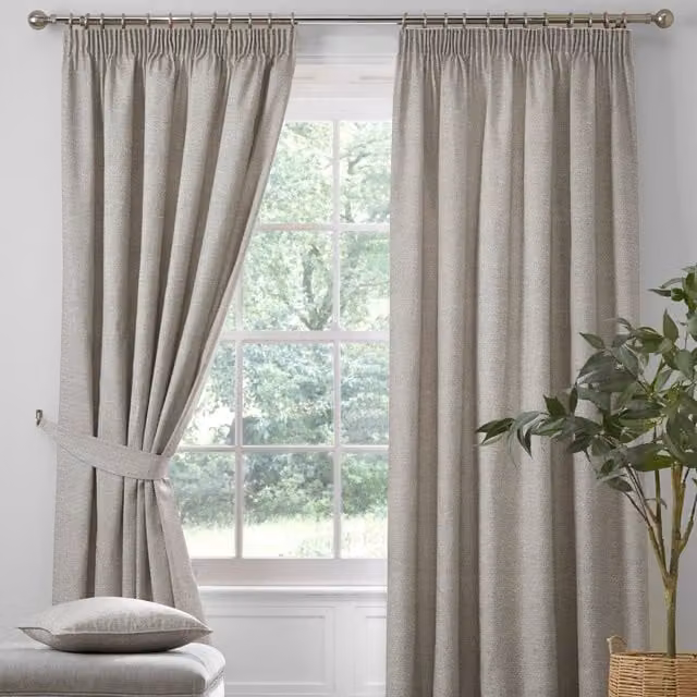 Dreams & Drapes Pembrey Thermal Blackout Pencil Pleat Curtains in Beige, Width: 167 cm, Drop: 137 cm