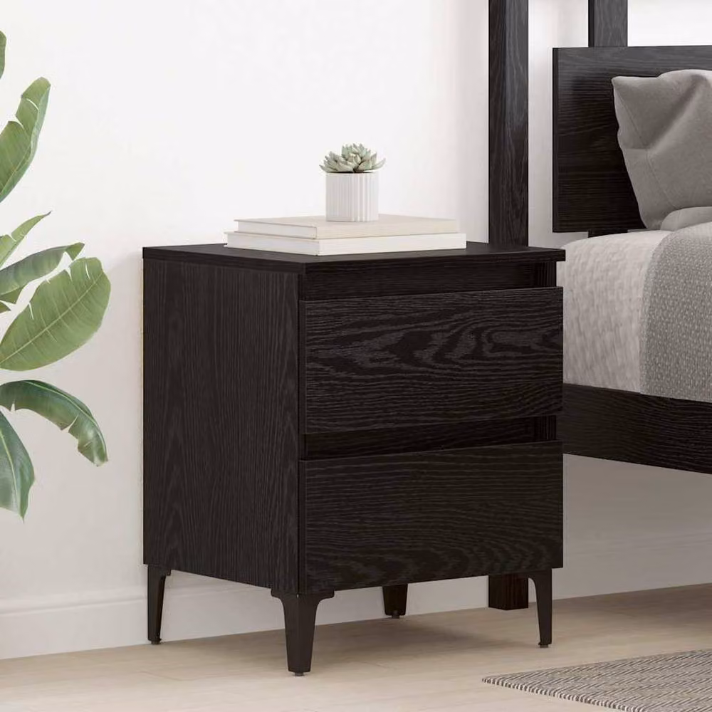Berkfield Home Sleek Bed Cabinets, 2 Piece Set in Black Oak, W/D/H: 40 x 35 x 50 cm – 4