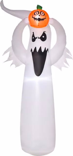 HOMCOM 1.8m LED Halloween Inflatable Floating Ghost and Pumpkin Decoration in White – 1