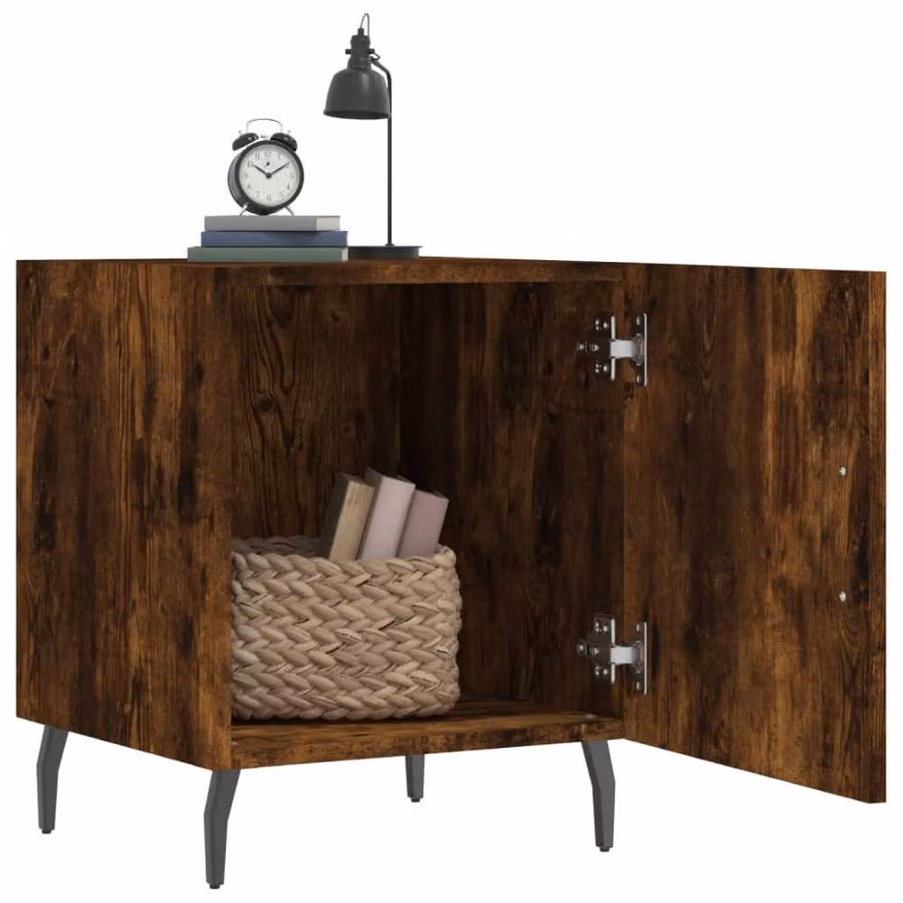 Berkfield Home Set of 2 Smoked Oak Bedside Cabinets in Brown, W/D/H: 40 x 40 x 50 cm – 2