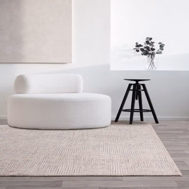 The Rug Shop UK Silver Modern Abstract Machine Woven Area Rug, Polyester and Cotton, W: 200 cm, D: 300 cm