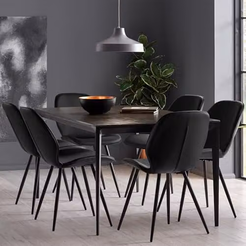 Julian Bowen Set of 2 Otto Upholstered Dining Chairs in Black and Grey, W: 46 cm, H: 62 cm – 4
