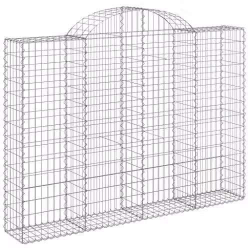 vidaXL 7-piece Arched Gabion Baskets in Silver Galvanised Steel, W/D/H: 200 x 30 x 140/160 cm – 1