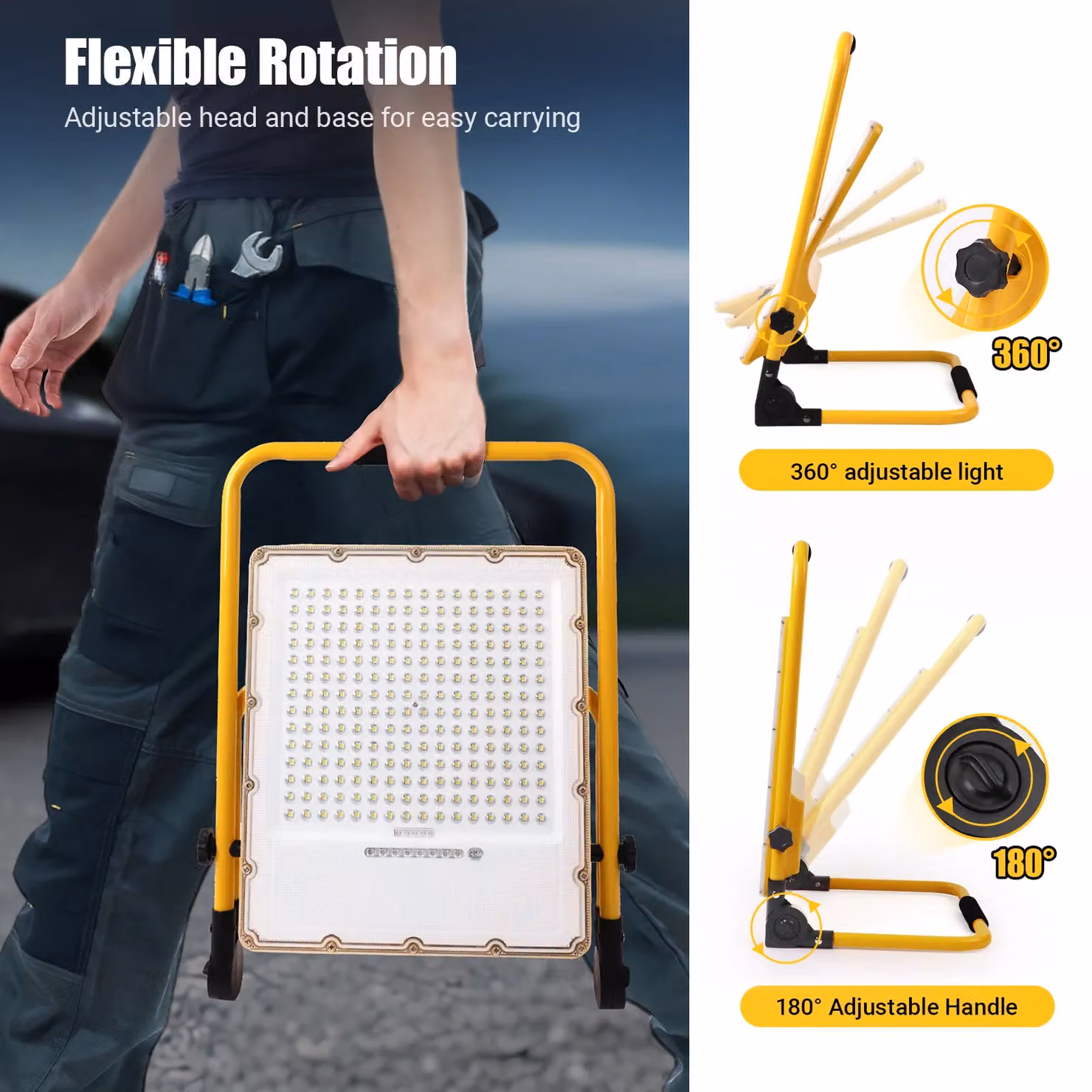 ExtraStar 17W Rechargeable LED Portable Flood Light, 2300 Lumen, IP65, Yellow – 3