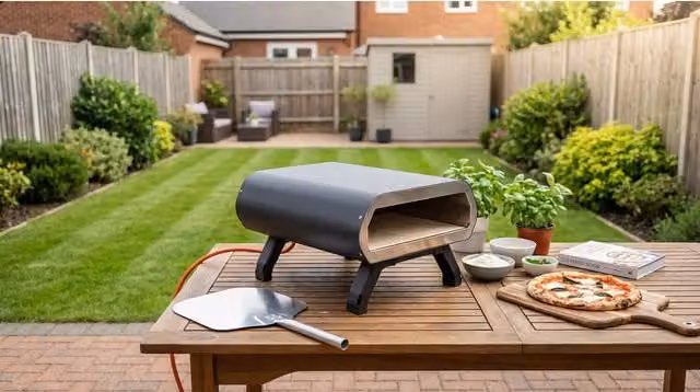 Columbus Portable Tabletop Gas Pizza Oven in Black