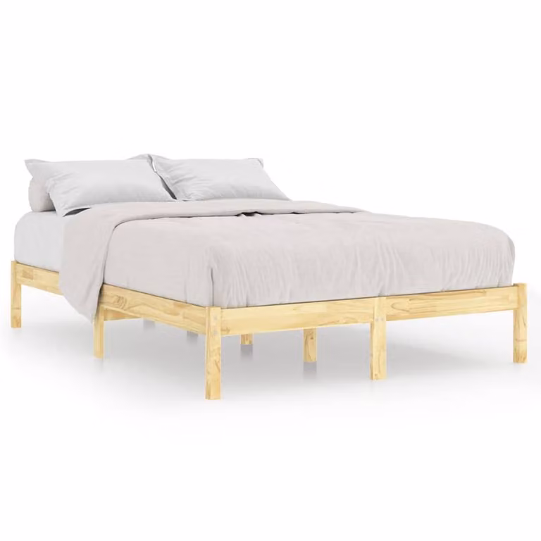 Berkfield Home Modern Solid Pine Wood Double Bed Frame, Brown, W: 135 cm, L: 190 cm
