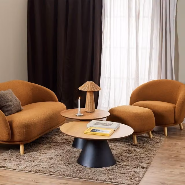 Furniture To Go Soli Round Coffee Table in Matte Oak and Brown
