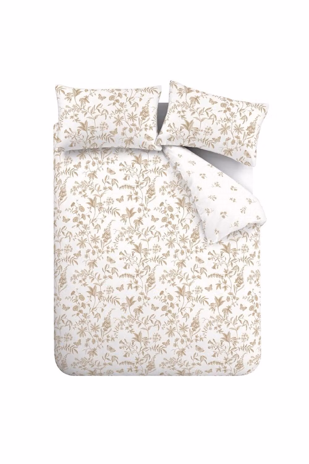 Bianca Thea Floral 200 Thread Count Cotton Percale Reversible Single Duvet Cover Set in Beige/Sand, W/D/H: 135 x 200 cm – 2