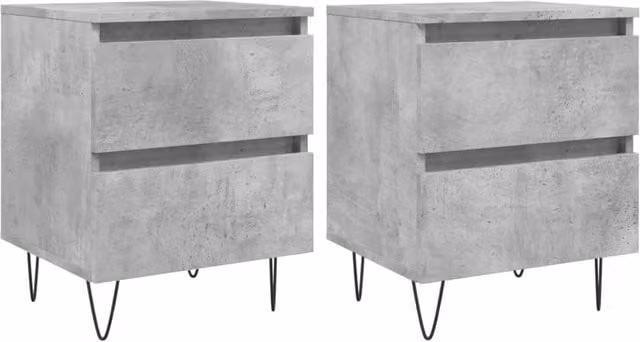 Berkfield Home Set of 2 Bedside Cabinets in Concrete Grey, W/D/H: 40 x 35 x 50 cm – 1