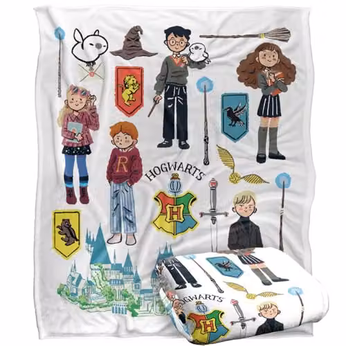LOGOVISION Harry Potter Cute Icons Super Soft Silky Touch Fleece Throw Blanket, Multicolour, W: 127 cm x L: 152.4 cm – 1