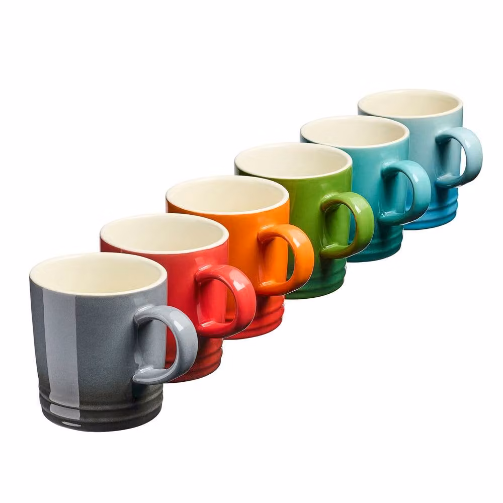 Cooks Professional 6 Piece Multicolour Stoneware Tea and Coffee Mug Set, 240ml per mug – 2