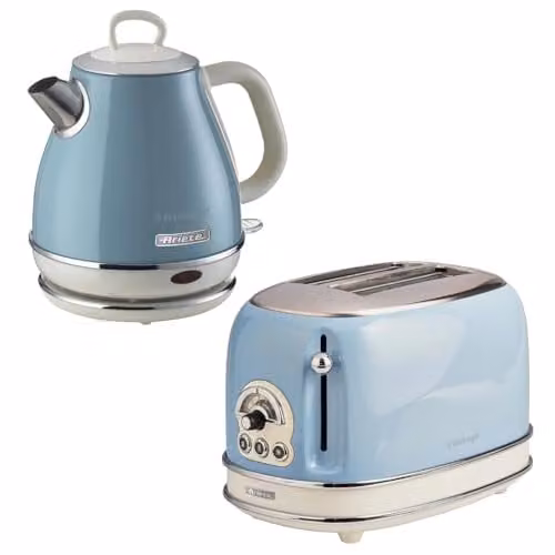 Ariete Vintage 1L Jug Kettle and 2 Slice Toaster Set in Blue