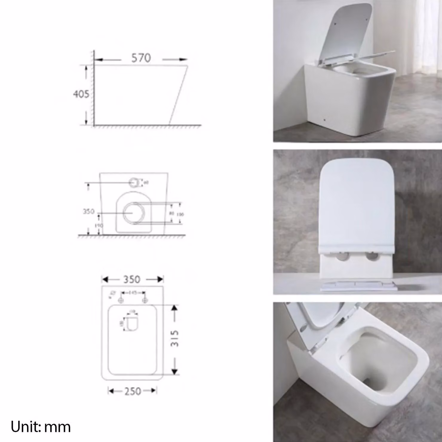 Limoge Oran White Ceramic Back-to-Wall Rimless Toilet with Soft-Close Seat, W/D/H: 42 x 35 x 40.5 cm – 2