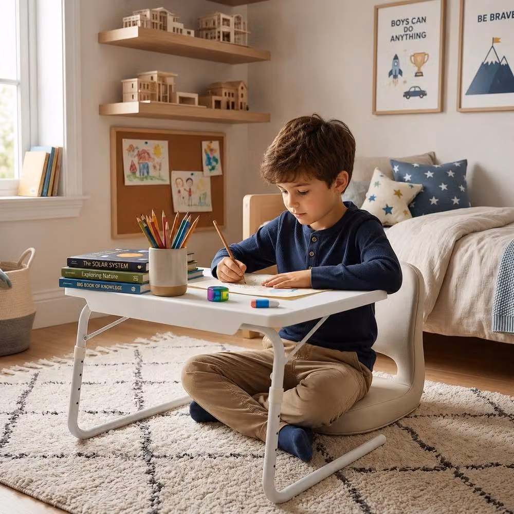 VOGREX Adjustable and Foldable Laptop Bed Tray Desk in White – 2