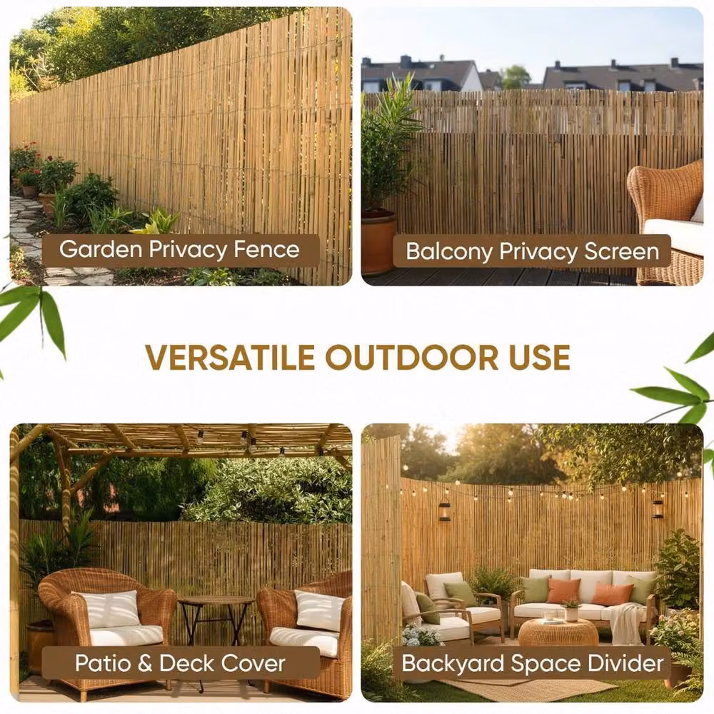 SPETLEK Natural Bamboo Slat Fence Screening Roll in Beige – 2