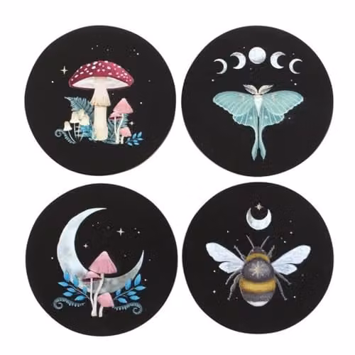 Something Different Wholesale Dark Forest Round Coaster Set in Black – 1