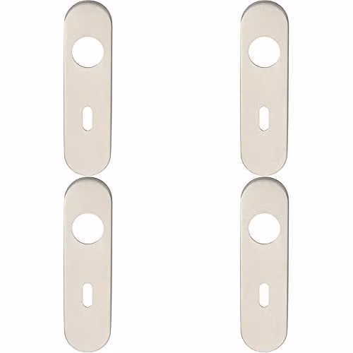Loops Radius Standard Lock Handle Key Plates, 4 Pairs, Brushed Silver Stainless Steel, W/D/H: 170 x 45 x 8 mm
