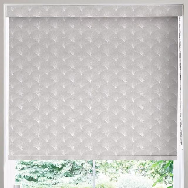 Terrys Testa Translucent Made to Measure Roller Blind in Silver Grey Floral Pattern
