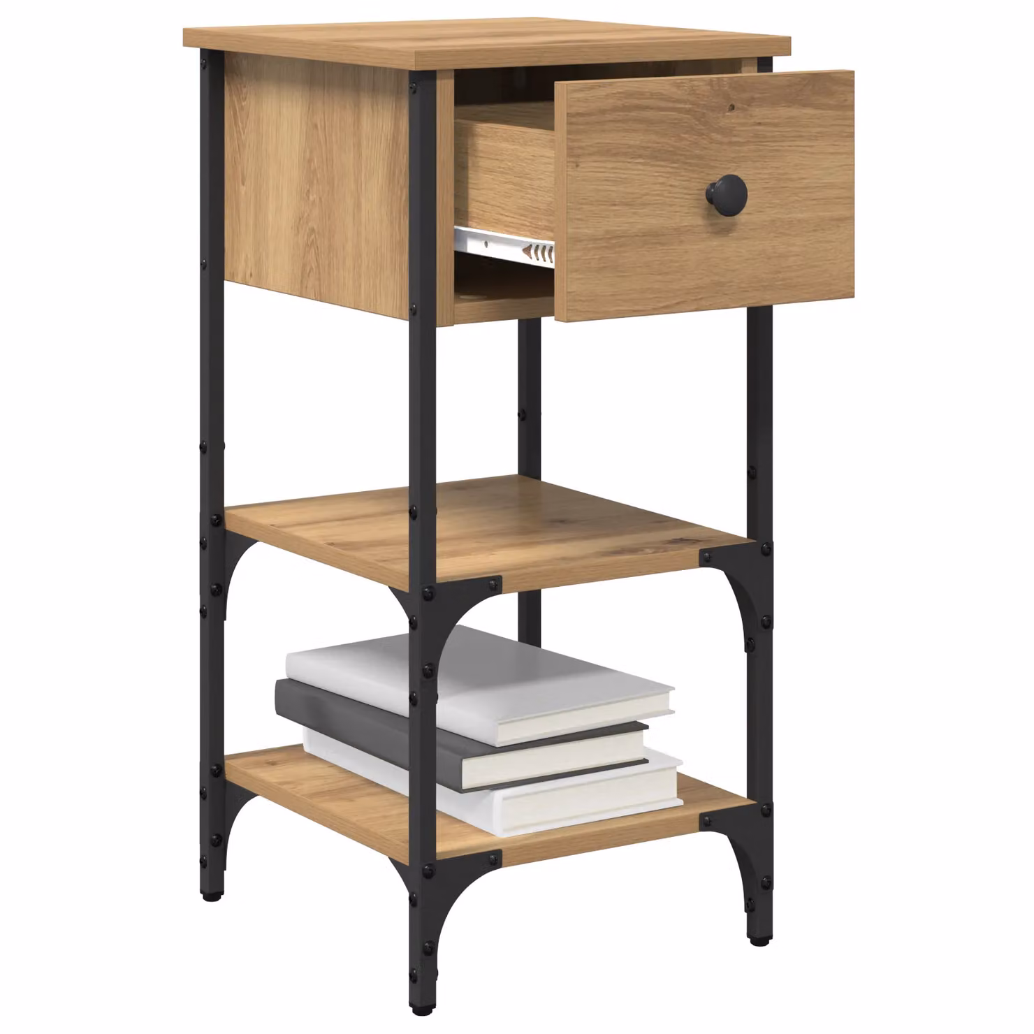 Berkfield Home Artisan Oak Bedside Cabinets, 2 Piece Set in Beige, W/D/H: 34 x 36 x 70 cm – 3