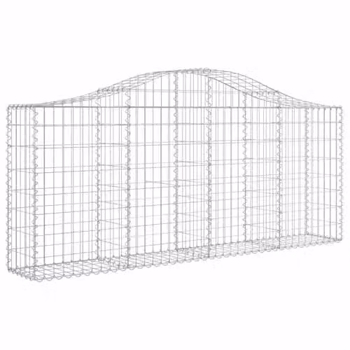 vidaXL 8-Piece Arched Gabion Baskets in Silver Galvanised Steel, W/D/H: 200 x 30 x 80/100 cm – 1