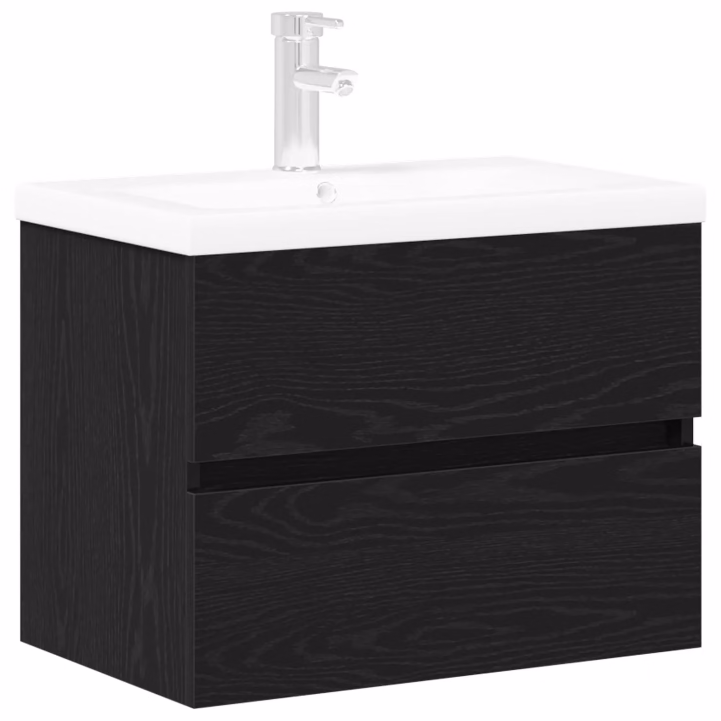 Berkfield Home Sink Cabinet with Built-in Basin in Black Oak Matt Engineered Wood – 2
