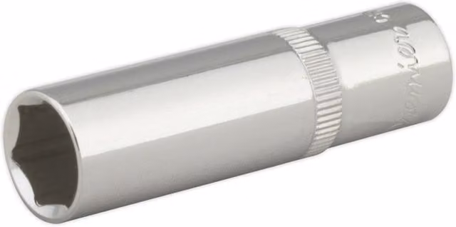 Loops 13mm Deep Drive Socket 3/8 inch Square Drive Forged Chrome Vanadium Steel in Silver