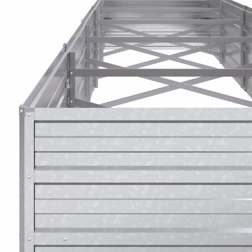 Berkfield Home Garden Galvanised Steel Raised Bed in Silver, W: 400 cm, D: 80 cm, H: 45 cm – 3