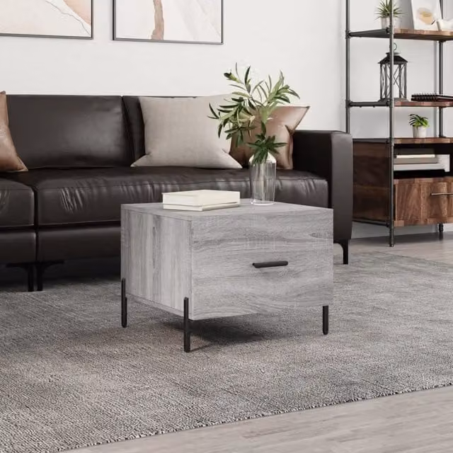 Berkfield Home Modern Square Coffee Table in Grey Sonoma, W/D/H: 50 x 50 x 40 cm