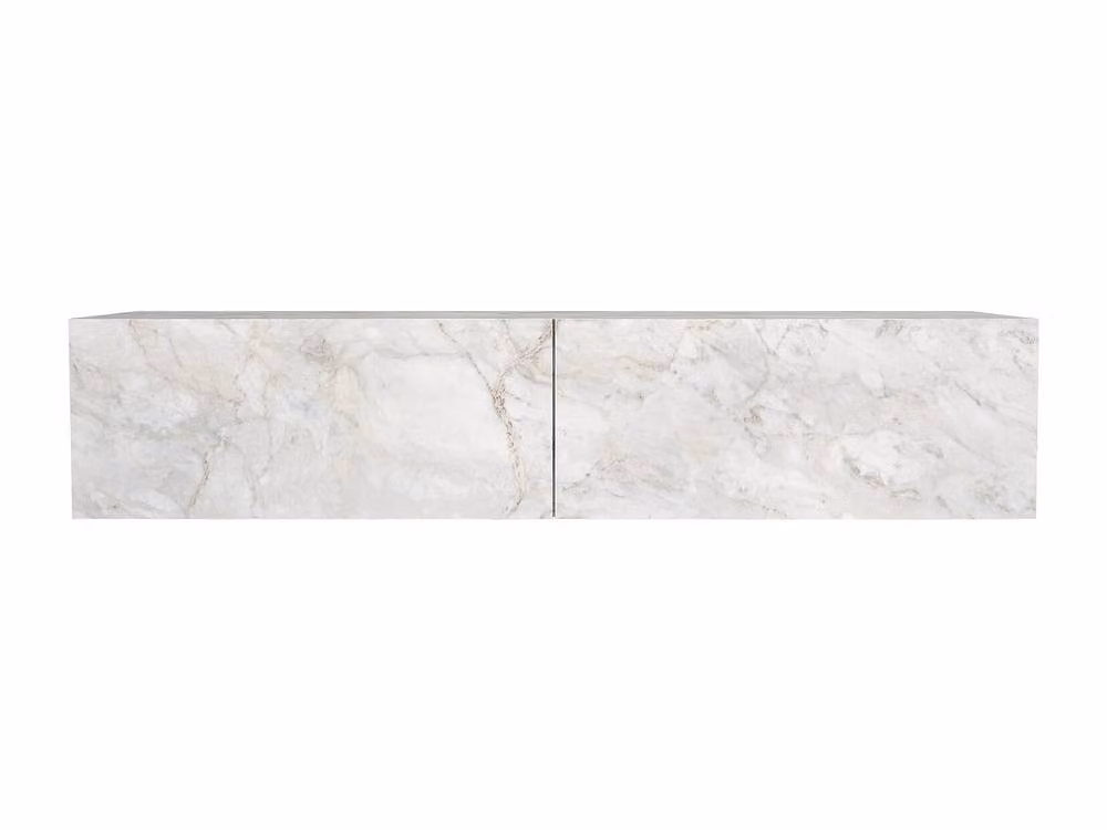 Vente-unique TENIDA Wall-Mounted Console Table with 2 Doors in White Marble Effect – 2