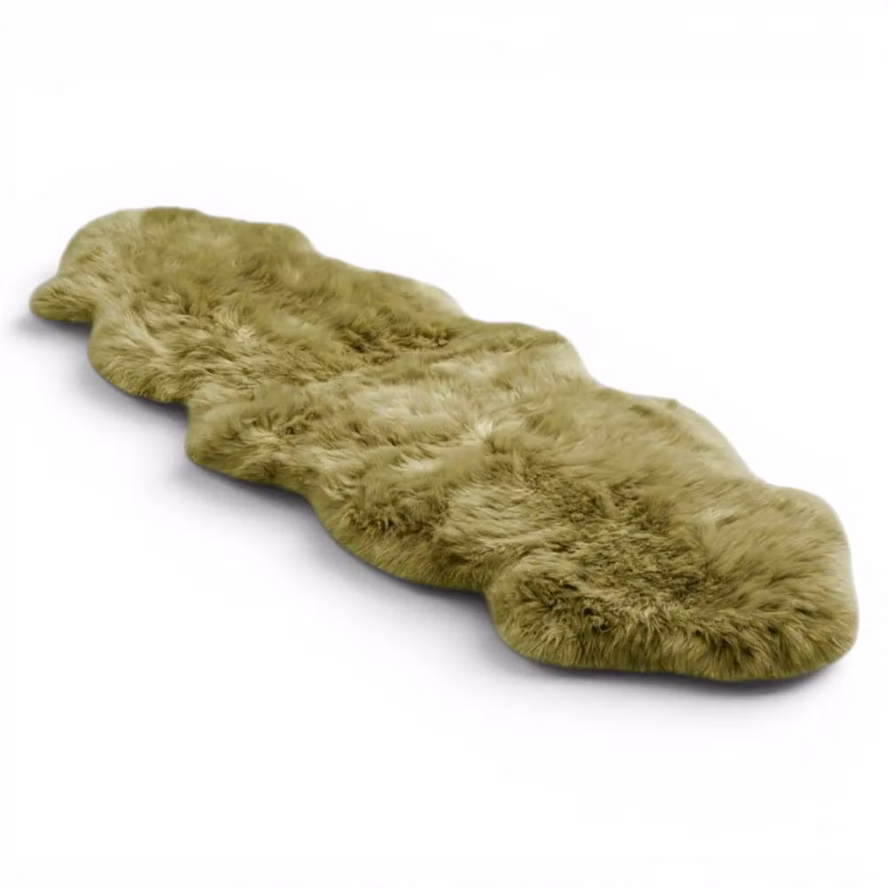 Infinity Leather Natural Wool Sheepskin Rug, Green, W: 180 cm, D: 60 cm – 2