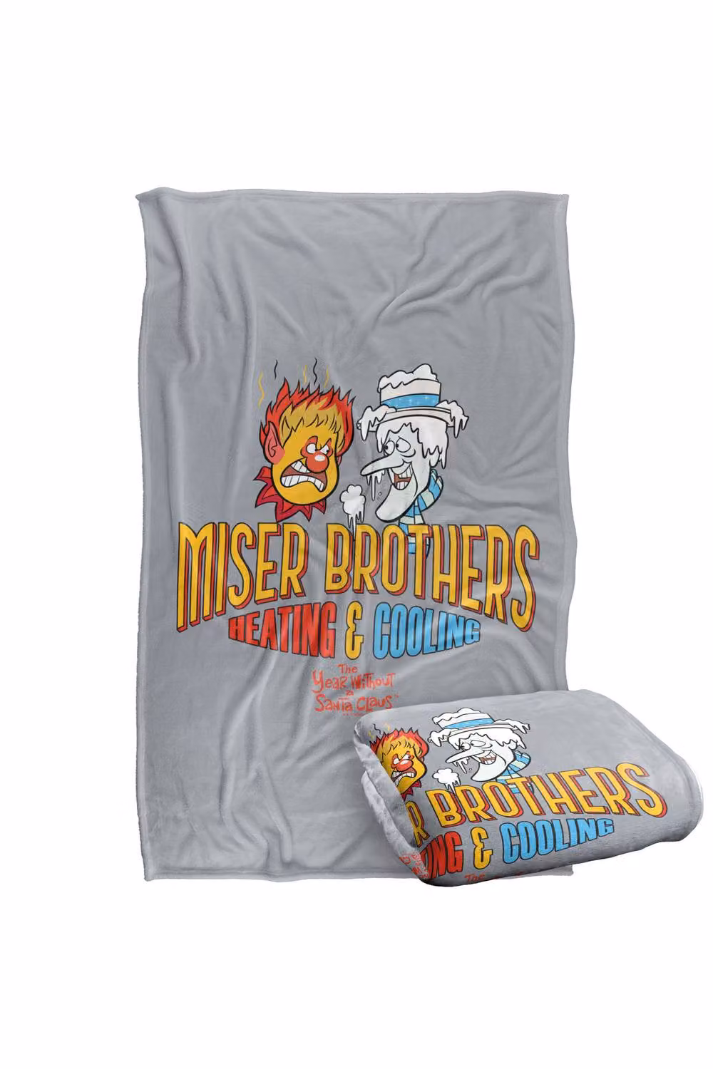 Warner Bros. The Year Without Santa Claus Miser Brothers Silky Touch Super Soft Fluffy Polyester Blanket, Large, Multicolour and Grey – 2
