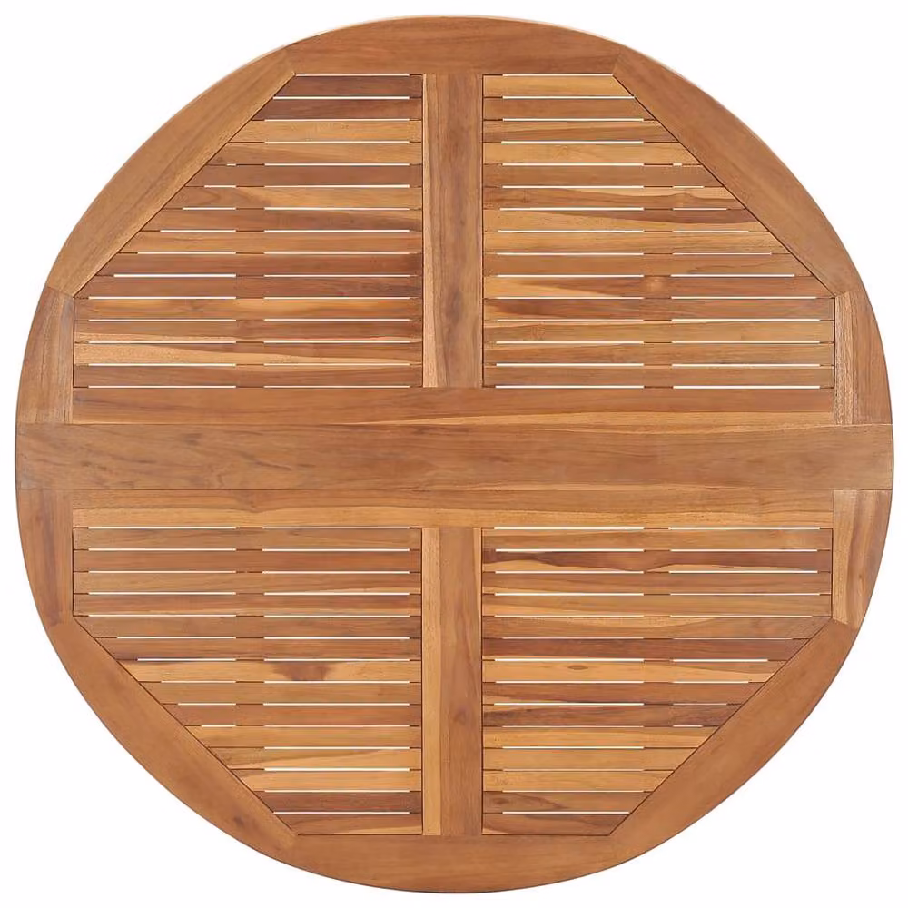 Berkfield Home Durable Folding Garden Dining Table in Brown Solid Teak Wood, Diameter: 110 cm, Height: 75 cm – 2
