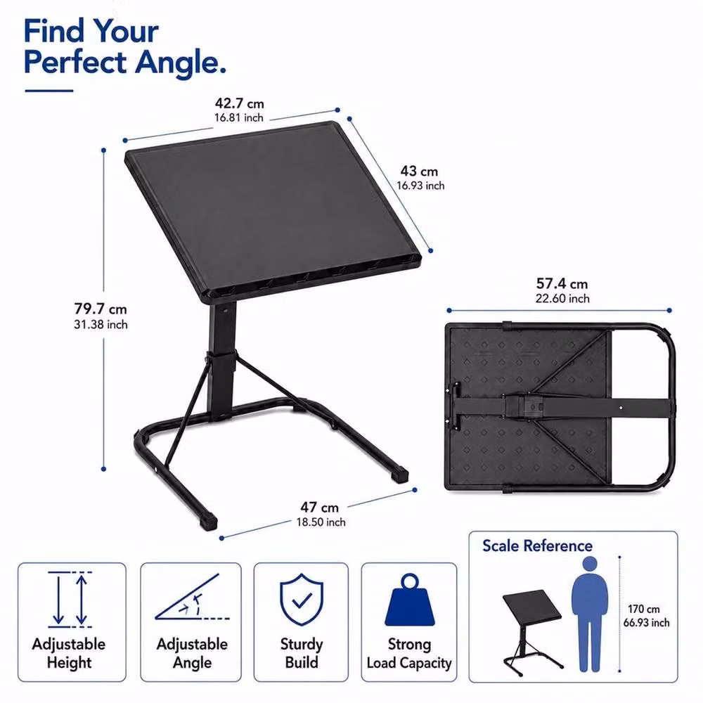 EONLION Portable Folding Laptop Stand in Black with Adjustable Height and Tilting Top – 2