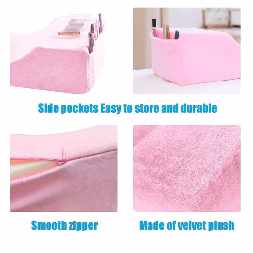 VOGREX Pink Professional Eyelash Extension Memory Foam Wedge Pillow – 2