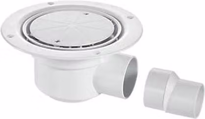 McAlpine Round Plastic Floor Standing Shower Gully in White with 40mm and 50mm Outlets