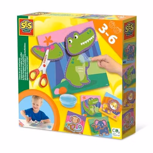 SES Creative 14042 I Learn to Cut and Paste Multicolour Safety Scissors Set for Children