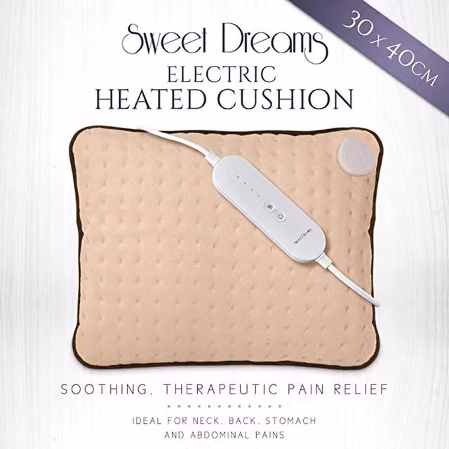Sweet Dreams Heated Cushion Pillow Heat Pad in Beige, W/D/H: 40 x 40 x 14 cm