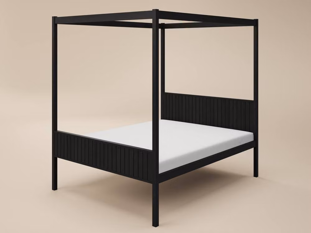 Flair Maddy 4 Poster Canopy Bed in Black, Solid Pine Wood, W/D/H: 200 x 200 cm – 3