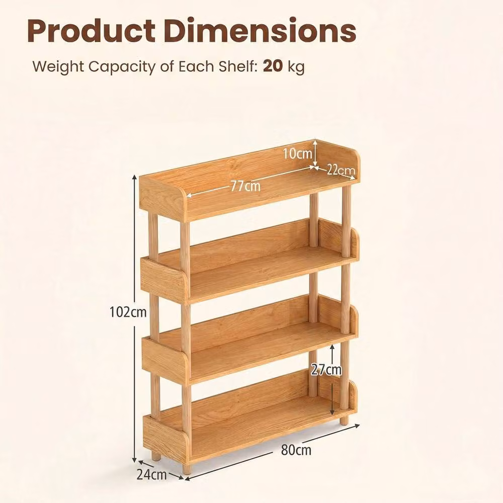 Kelvenix 4-Tier Freestanding Open Shelving Unit in Natural Pine Wood – 2