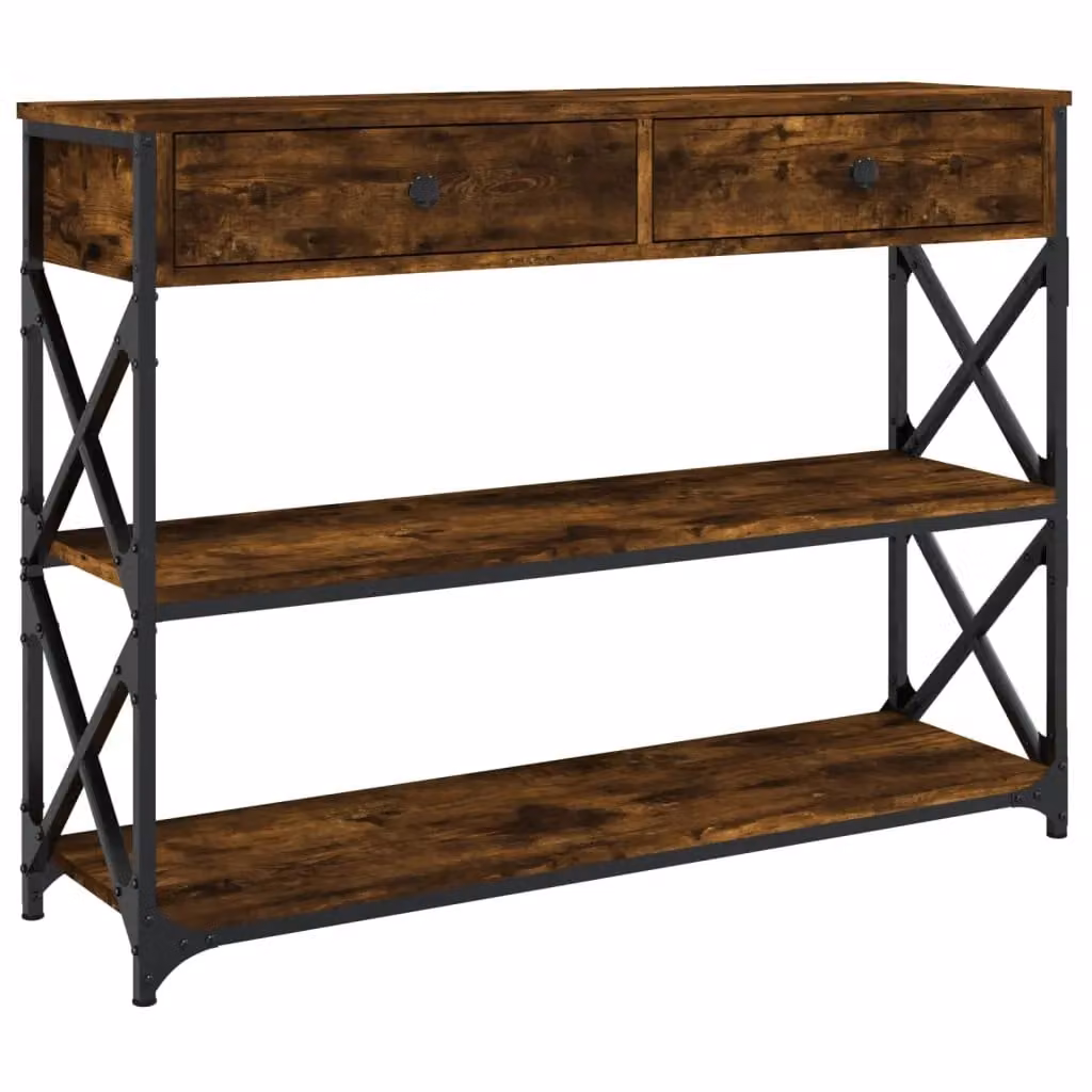 Berkfield Home Smoked Oak Console Table in Brown, W/D/H: 100 x 28 x 75 cm – 2