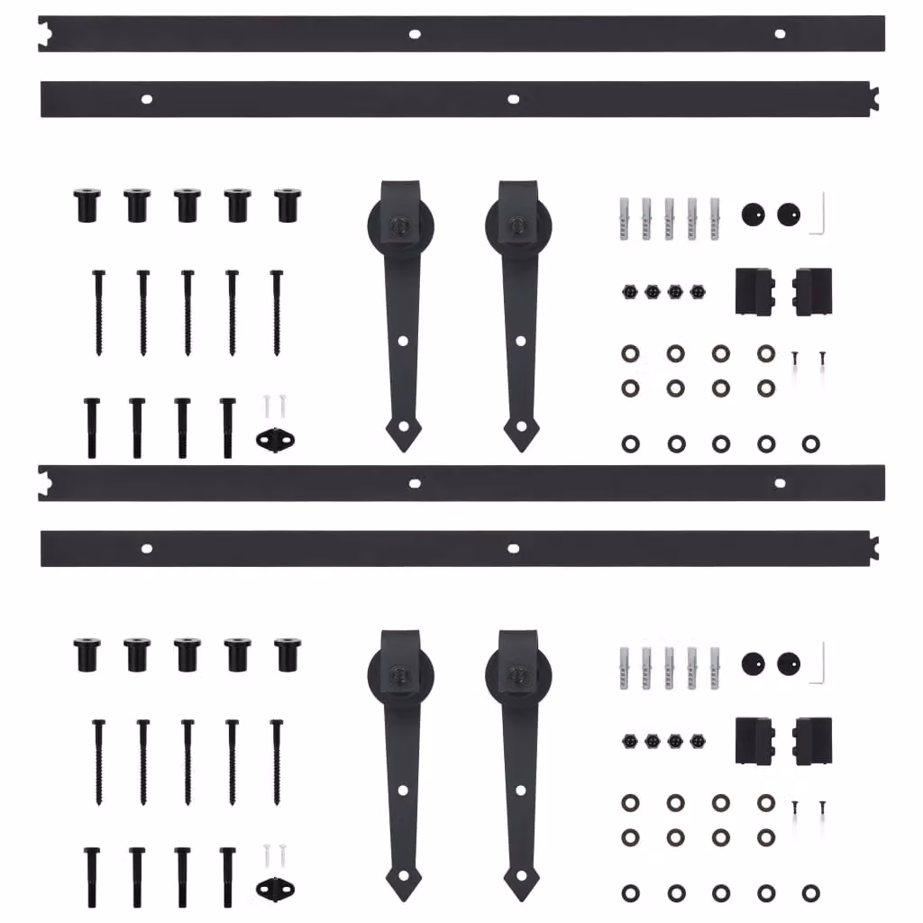 Berkfield Home Black Steel Sliding Door Hardware Kit, 200 cm – 3