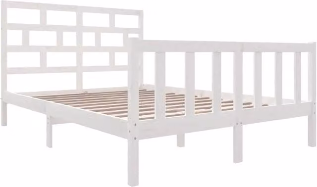 Berkfield Home Beautiful Bed Frame in White Solid Pine, W/D/H: 160 x 200 x 69.5 cm
