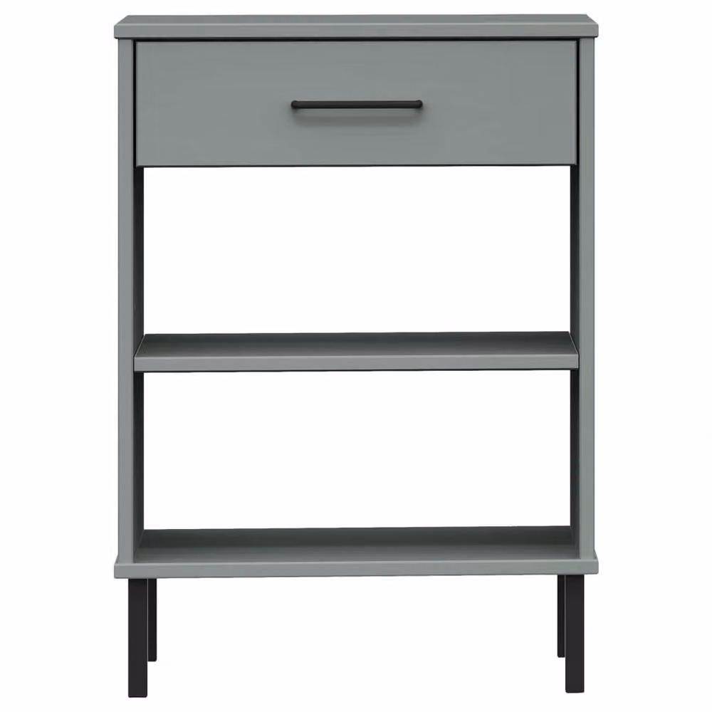 Berkfield Home Oslo Industrial Console Cabinet in Grey Solid Pine Wood with Metal Legs – 4