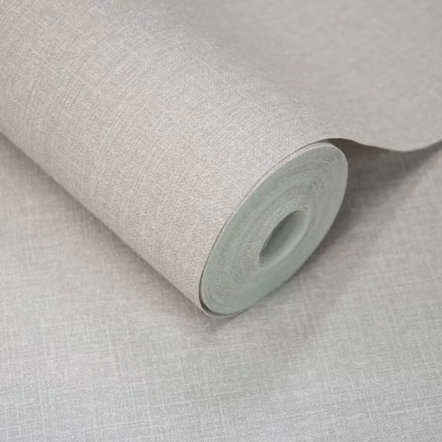Grandeco Cirrus Plain Grey Scrubbable Wallpaper Roll