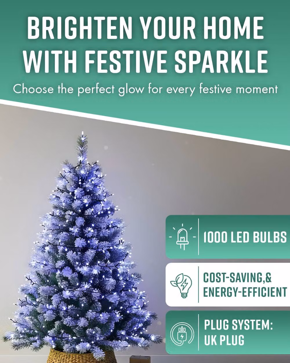 Globrite Blue and White LED String Fairy Lights with Remote Control and Timer, 1000 LED, 100m – 2