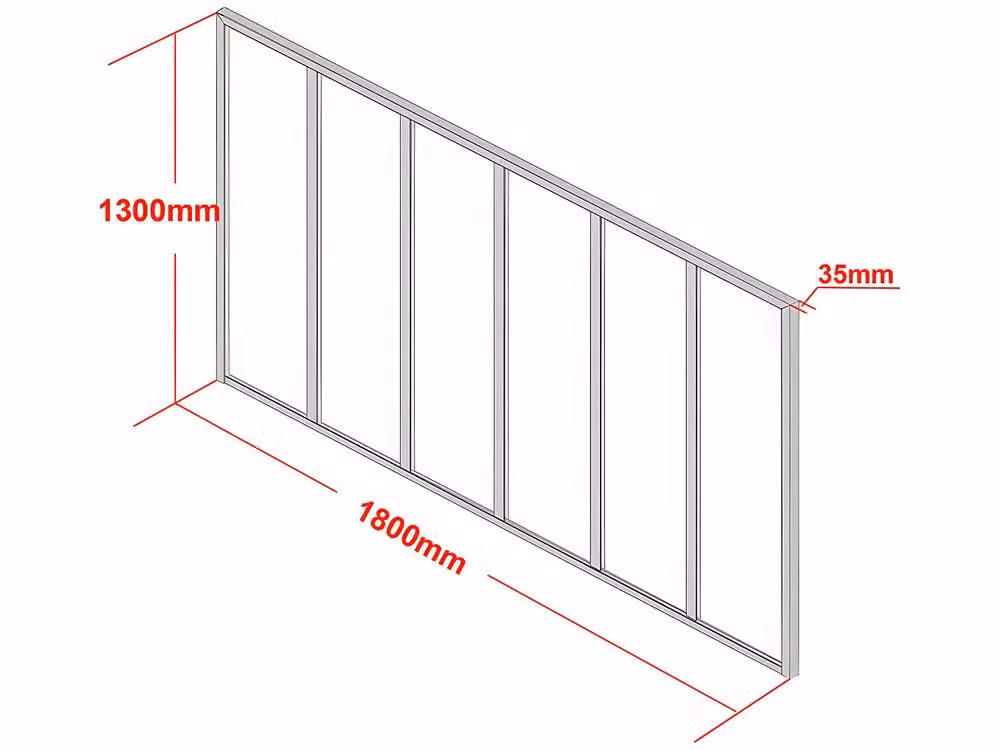 Vente-unique Minimalist Powder-Coated Aluminium and Glass Partition, White, W: 180 cm, H: 130 cm – 2